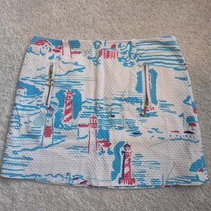 LILLY PULITZER TATE WATCHOUT LIGHTHOUSE SKIRT Size 0